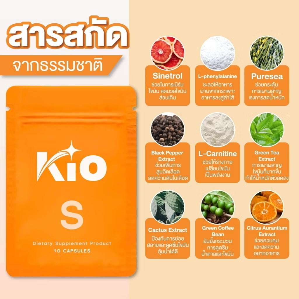 KIO S+ ผลิตภัณฑ์อาหารเสริม คีโอ อิ่มเร็ว 10 เม็ด