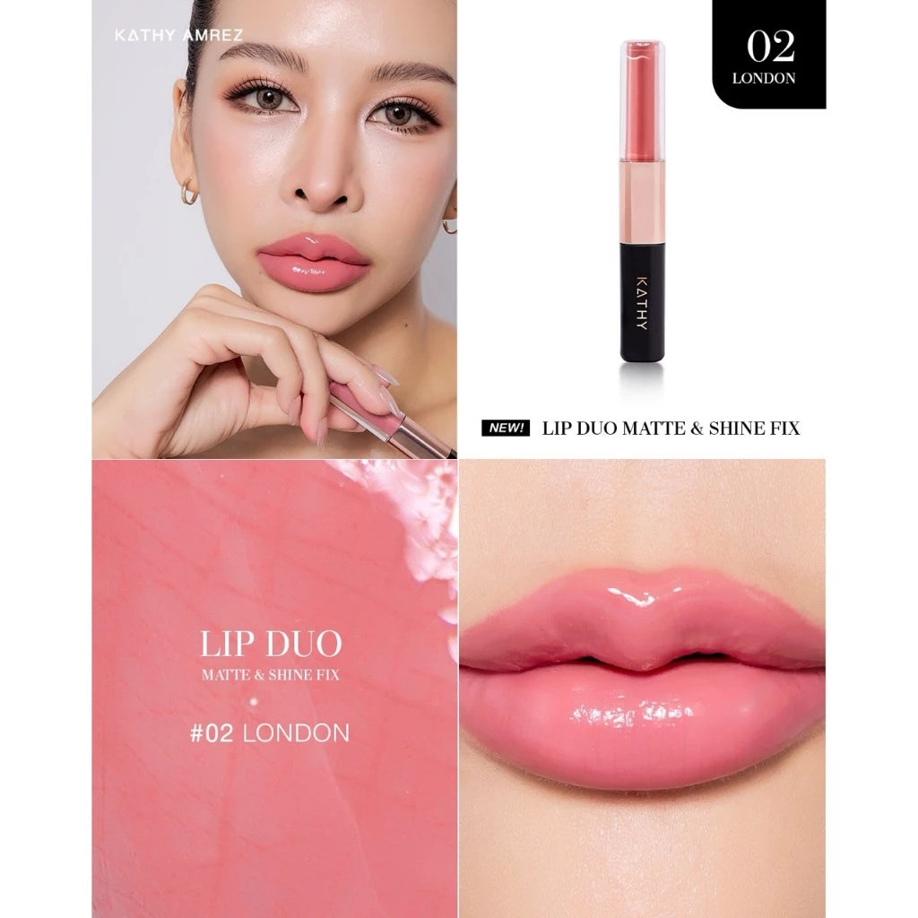 ⛔️ (Pre-order) KATHY AMREZ Lip Duo Matte and Shine Fix ลิปดูโอ้ ฉ่ำ จูบไม่หลุด สูตรใหม่