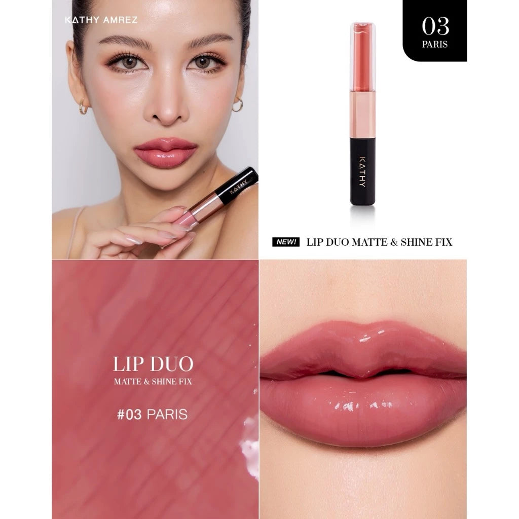 ⛔️ (Pre-order) KATHY AMREZ Lip Duo Matte and Shine Fix ลิปดูโอ้ ฉ่ำ จูบไม่หลุด สูตรใหม่