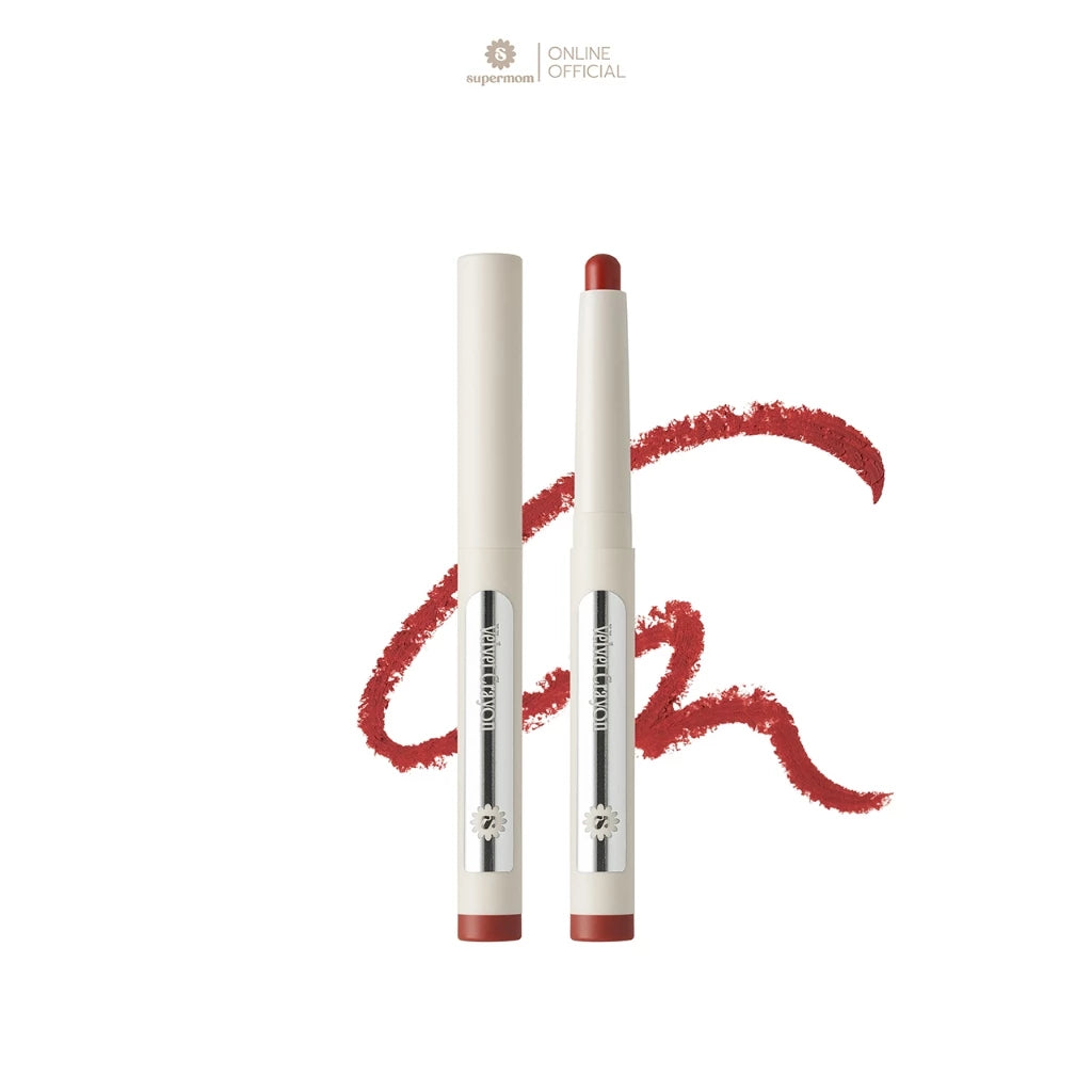 ⛔️ (Pre-order) SUPERMOM Velvet Crayon  ลิปเครยอนเนื้อกำมะหยี่ 2g (มี6เฉดให้เลือก)