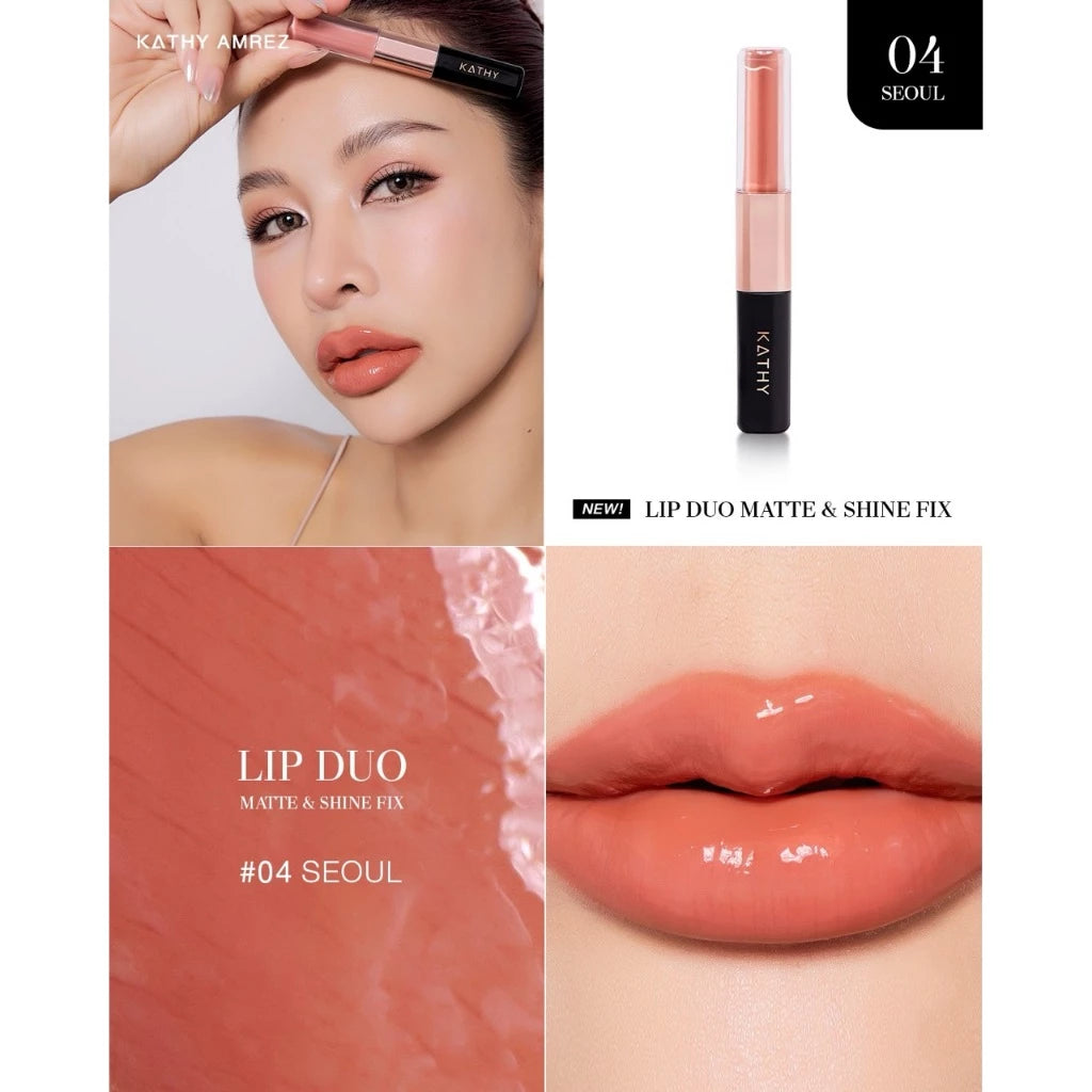 ⛔️ (Pre-order) KATHY AMREZ Lip Duo Matte and Shine Fix ลิปดูโอ้ ฉ่ำ จูบไม่หลุด สูตรใหม่