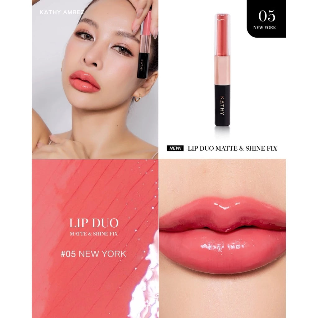 ⛔️ (Pre-order) KATHY AMREZ Lip Duo Matte and Shine Fix ลิปดูโอ้ ฉ่ำ จูบไม่หลุด สูตรใหม่