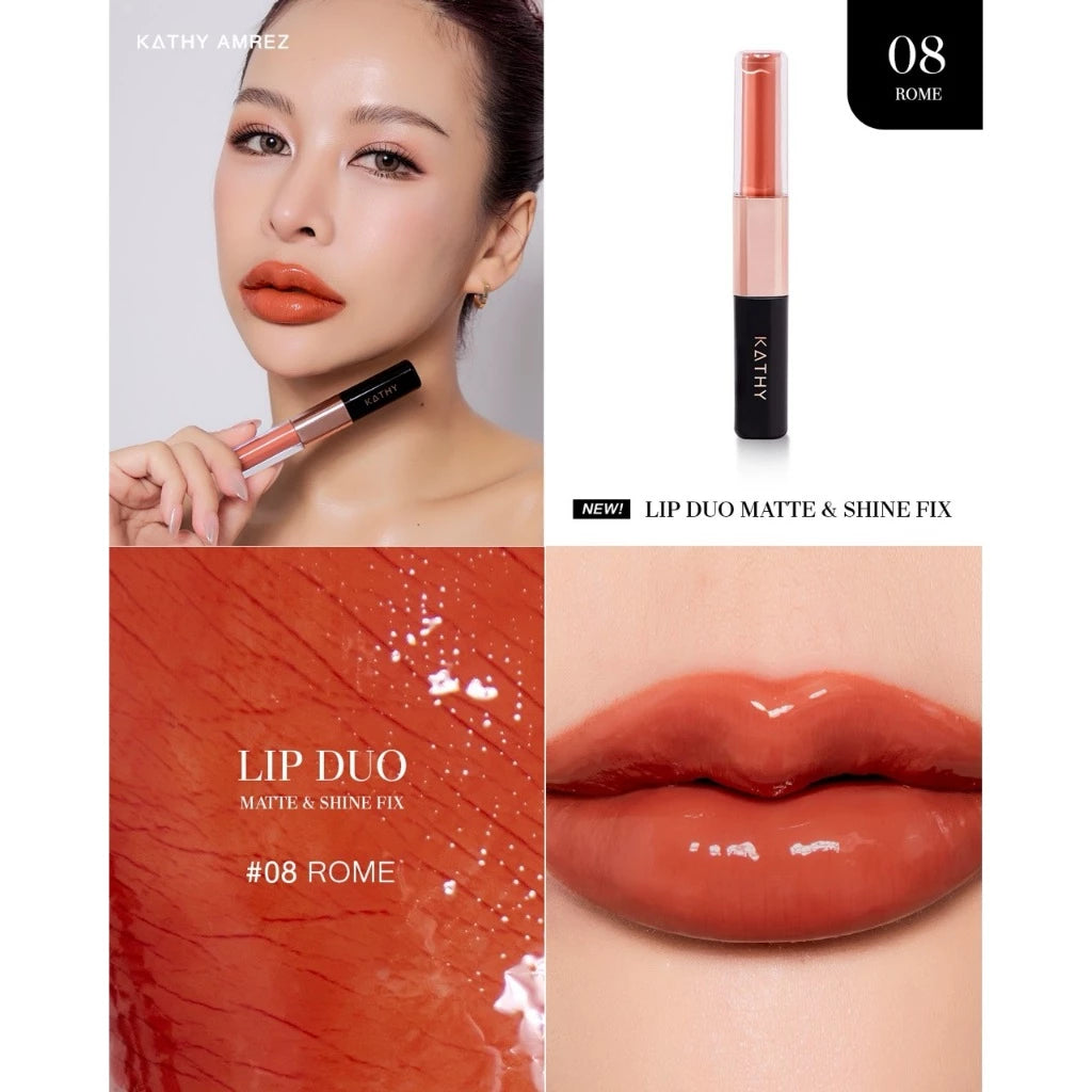 ⛔️ (Pre-order) KATHY AMREZ Lip Duo Matte and Shine Fix ลิปดูโอ้ ฉ่ำ จูบไม่หลุด สูตรใหม่