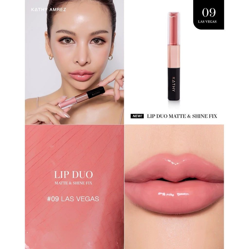 ⛔️ (Pre-order) KATHY AMREZ Lip Duo Matte and Shine Fix ลิปดูโอ้ ฉ่ำ จูบไม่หลุด สูตรใหม่