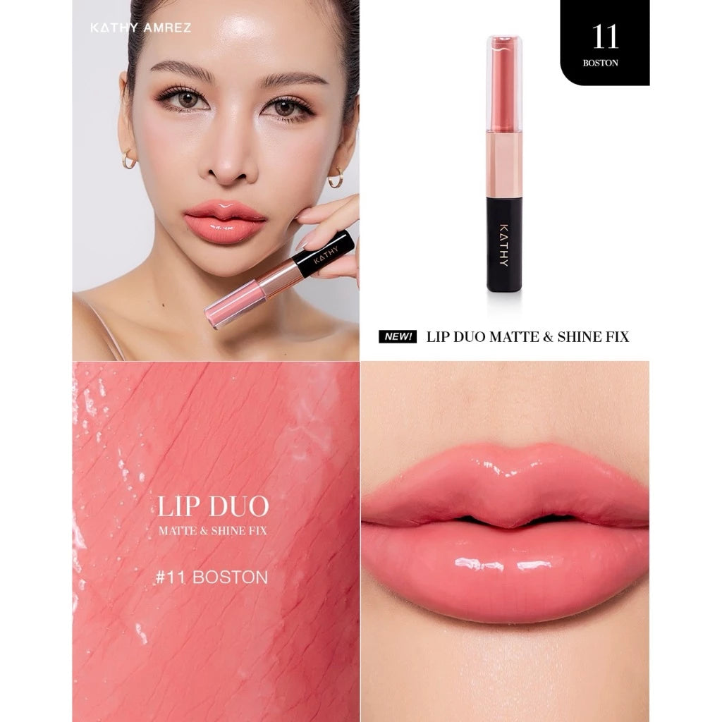⛔️ (Pre-order) KATHY AMREZ Lip Duo Matte and Shine Fix ลิปดูโอ้ ฉ่ำ จูบไม่หลุด สูตรใหม่