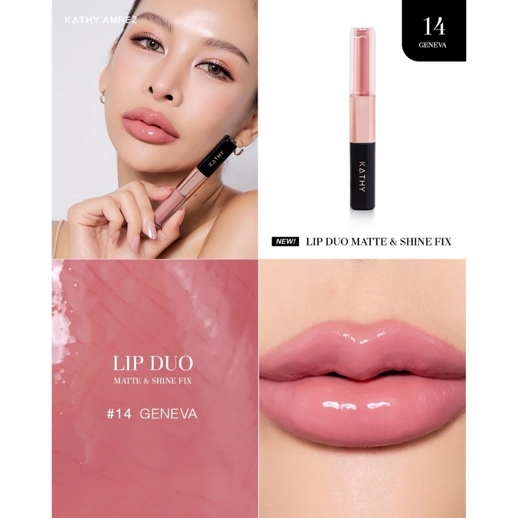 ⛔️ (Pre-order) KATHY AMREZ Lip Duo Matte and Shine Fix ลิปดูโอ้ ฉ่ำ จูบไม่หลุด สูตรใหม่