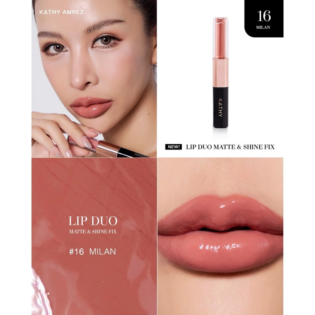 ⛔️ (Pre-order) KATHY AMREZ Lip Duo Matte and Shine Fix ลิปดูโอ้ ฉ่ำ จูบไม่หลุด สูตรใหม่