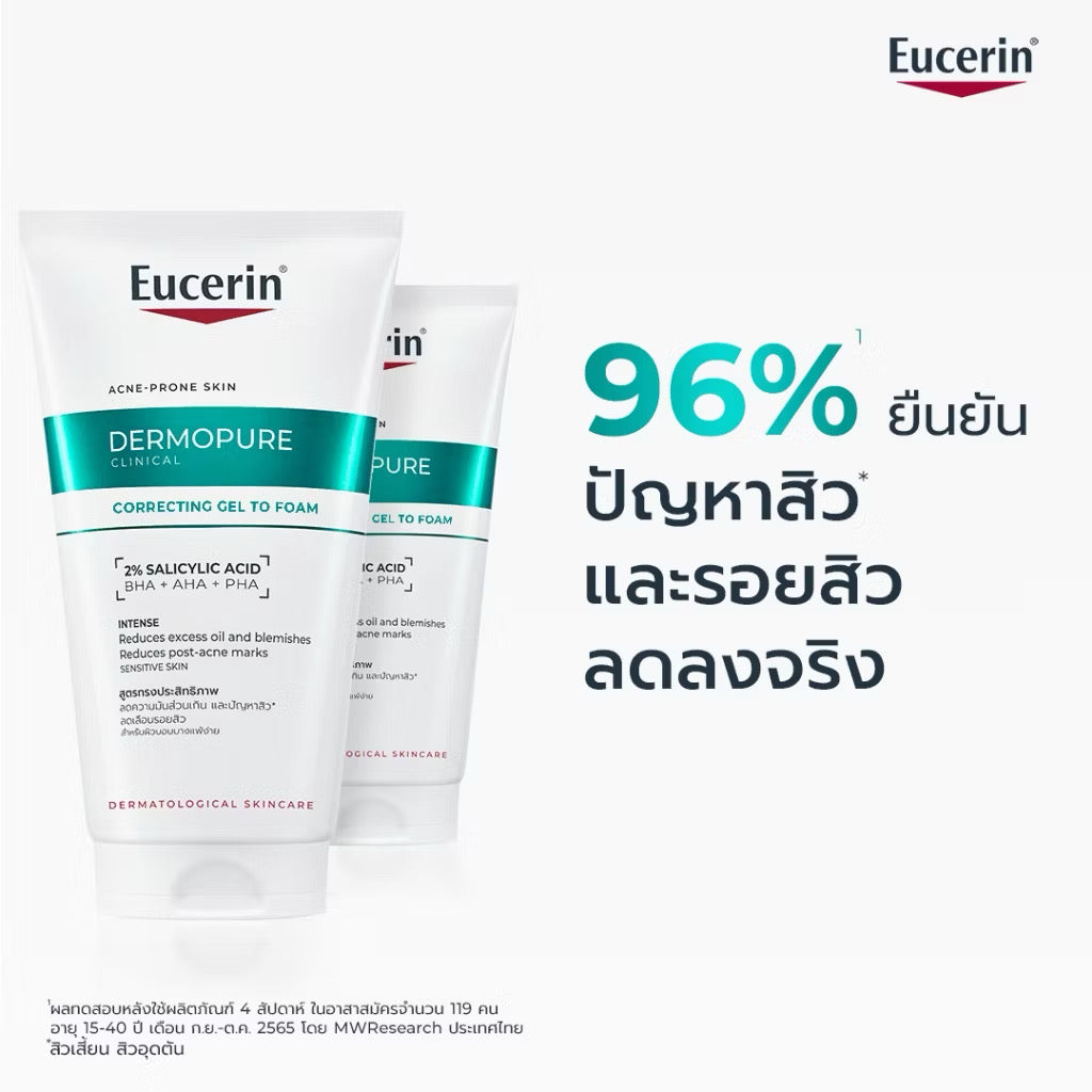 (สูตรใหม่)EUCERIN ￼EUCERIN Dermopure Clinical Correcting Gel to Foam ผลิตภัณฑ์ทำความสะอาดผิวหน้า 75ml