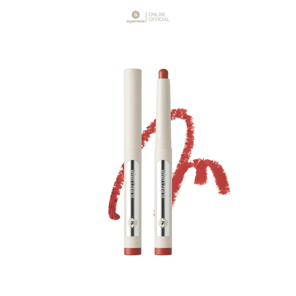 ⛔️ (Pre-order) SUPERMOM Velvet Crayon  ลิปเครยอนเนื้อกำมะหยี่ 2g (มี6เฉดให้เลือก)