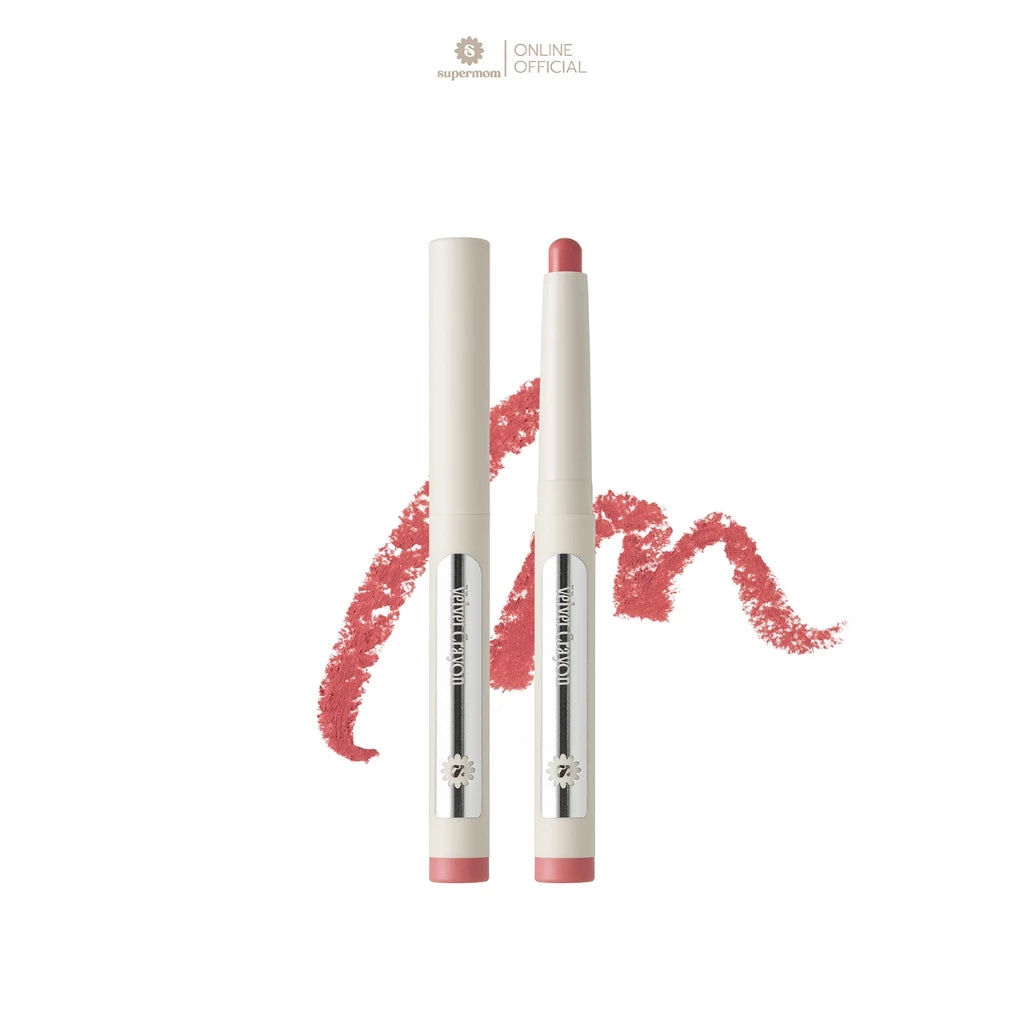 ⛔️ (Pre-order) SUPERMOM Velvet Crayon  ลิปเครยอนเนื้อกำมะหยี่ 2g (มี6เฉดให้เลือก)