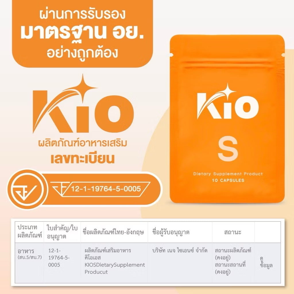 KIO S+ ผลิตภัณฑ์อาหารเสริม คีโอ อิ่มเร็ว 10 เม็ด