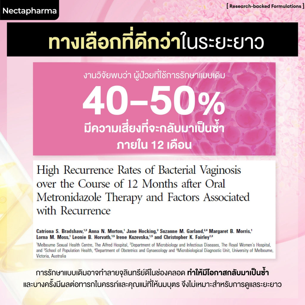 Nectapharma Femi Probiotics ผลิตภัณฑ์ดูแลน้องสาว  ตกขาวไม่กวนใจ  30 เม็ด