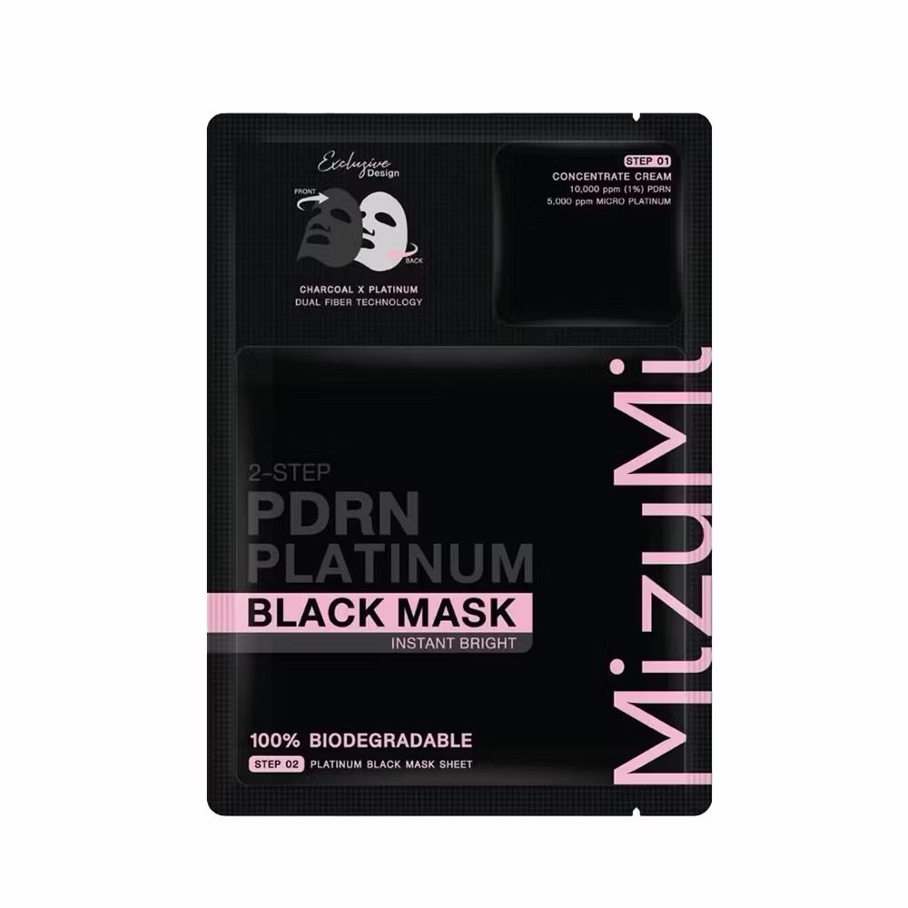 Mizumi 2-Step PDRN Platinum Black Mask มาสก์ดำ รวม 3 สูตรใน 1 กล่อง / 3 แผ่น ⛔️ coming soon