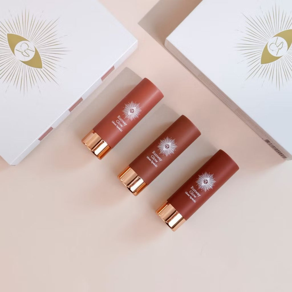MYCA RUNWAY GLOW LIP SET ลิปเซ็ตโทนนู้ดน้ำตาล 1 เซ็ต 3 แท่ง