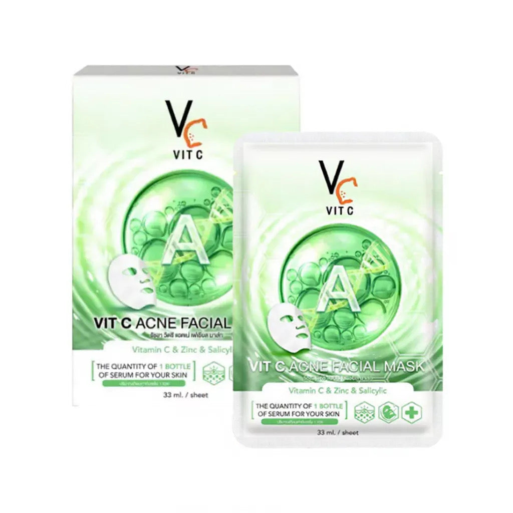 VIT C ACNE MASK มาร์คหน้า สูตรลดสิว (แผ่น/กล่อง)
