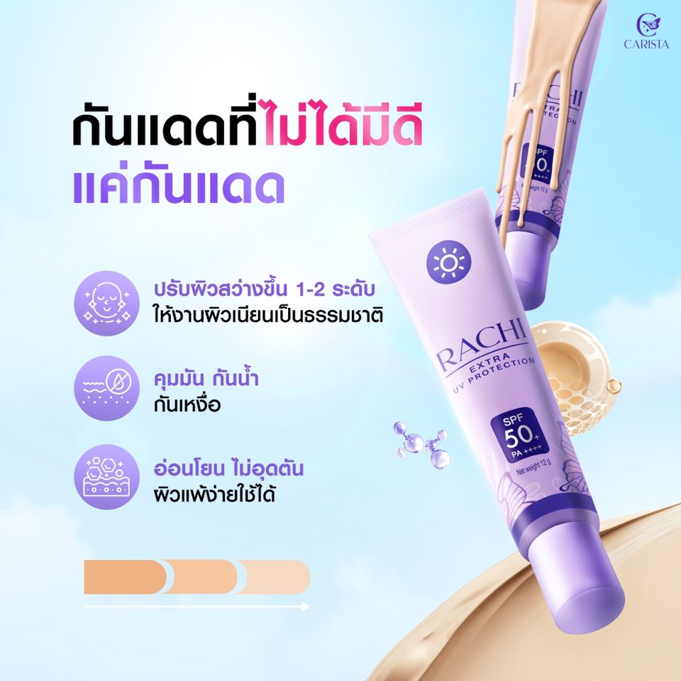 RACHI Extra UV Protection SPF50 PA+++ กันแดดราชิ กันแดดหน้าไบรท์ 10g.
