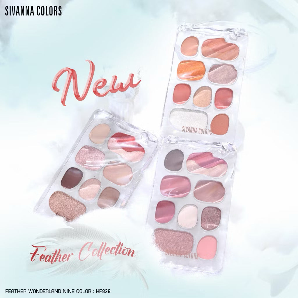 Sivanna Colors FEATHER WONDERLAND NINE COLOR  อายแชโดว์  #อายแชโดว์ขนนก มาพร้อมบลัชออนและไฮไลท์ในตลับเดียว #NO : 03