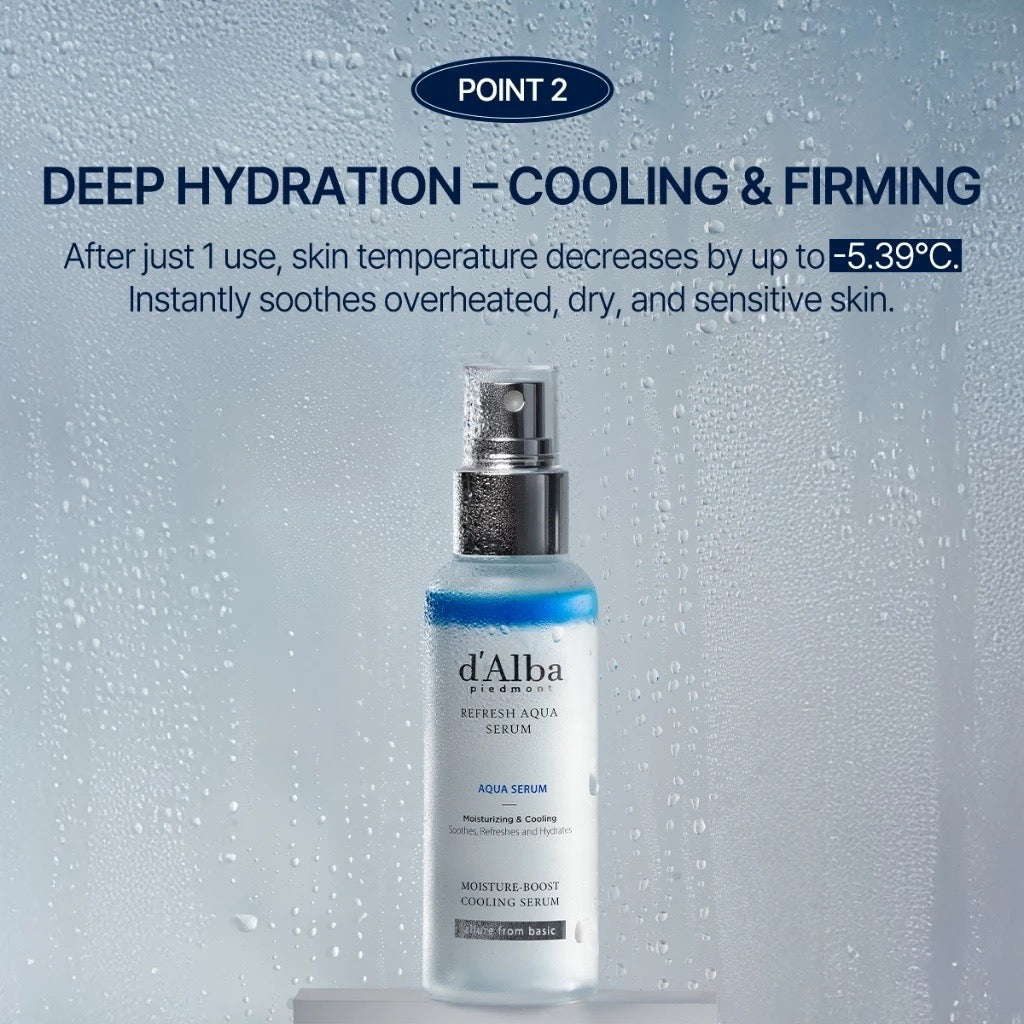 d'Alba Refresh Aqua Serum 100ml ดัลบา รีเฟรช อควา เซรั่ม สเปร์ยเซรั่มเติมความชุ่มชื้นให้ผิวล้ำลึก ลดอุณหภูมิ