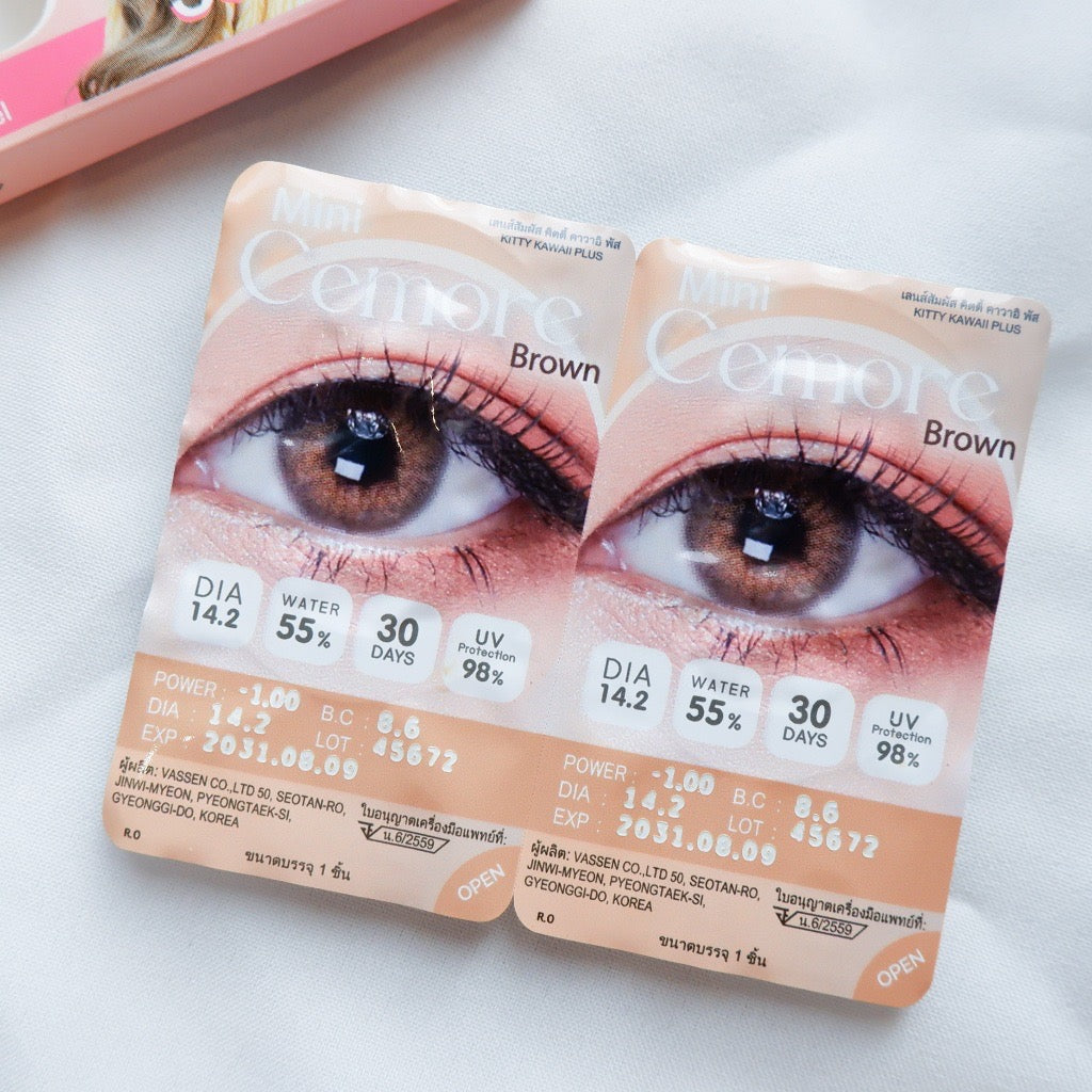 Kitty Kawaii Contact Lens : Mini Cemore (Brown) 1 คู่ คอนแทคเลนส์รายเดือน ค่าสายตา 0.00