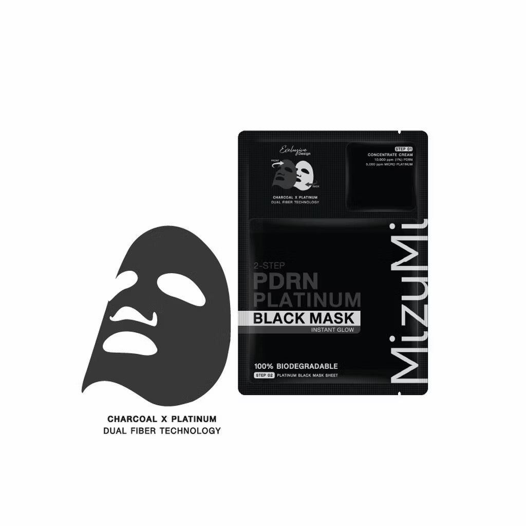 Mizumi 2-Step PDRN Platinum Black Mask มาสก์ดำ รวม 3 สูตรใน 1 กล่อง / 3 แผ่น ⛔️ coming soon