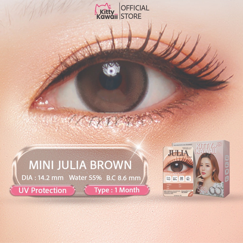 Kitty Kawaii Contact Lens : Mini Julia (Brown) 1 คู่ คอนแทคเลนส์รายเดือน ค่าสายตา 0.00