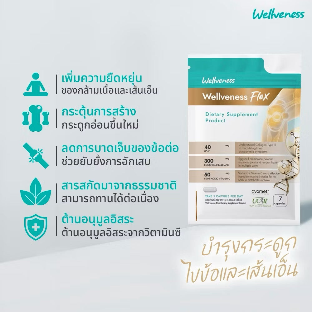⛔️ (Pre-order) Wellveness Flex Gold เวลเฟล็กซ์โกลด์ เวลวีเนส ผลิตภัณฑ์อาหารเสริม (20เม็ด/7เม็ด)