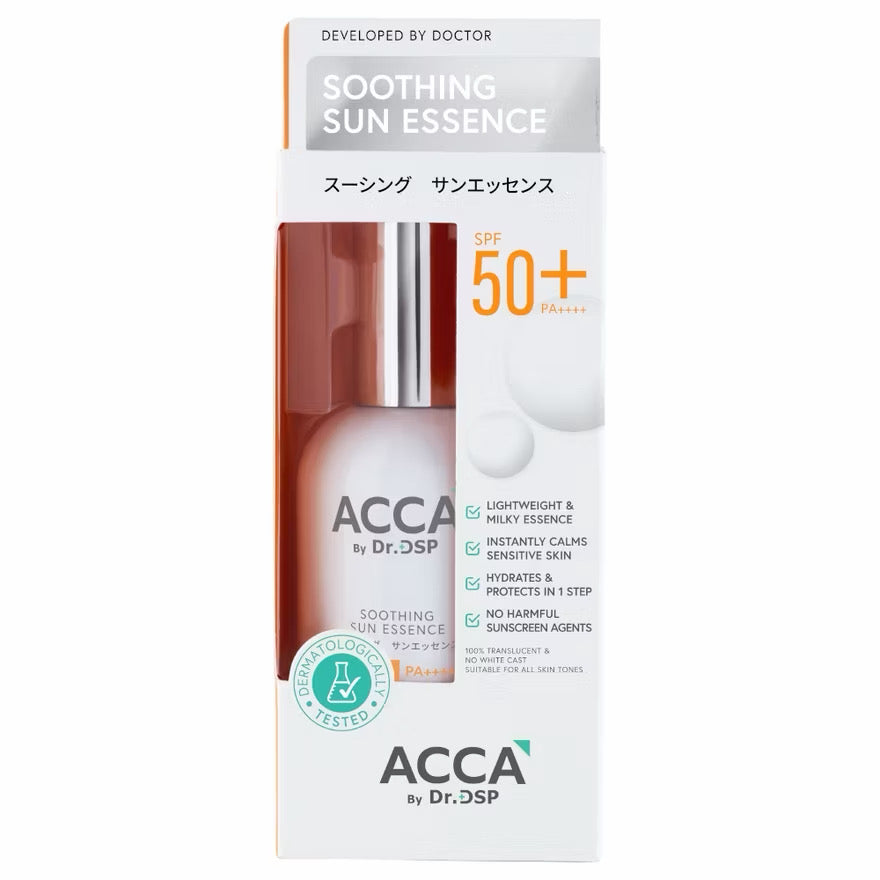 Acca by Dr. DSP Soothing Sun Essence SPF50+ PA++++ กันแดดเนื้อน้ำนมสุดลักชู (40ml/60ml) 💖SOON