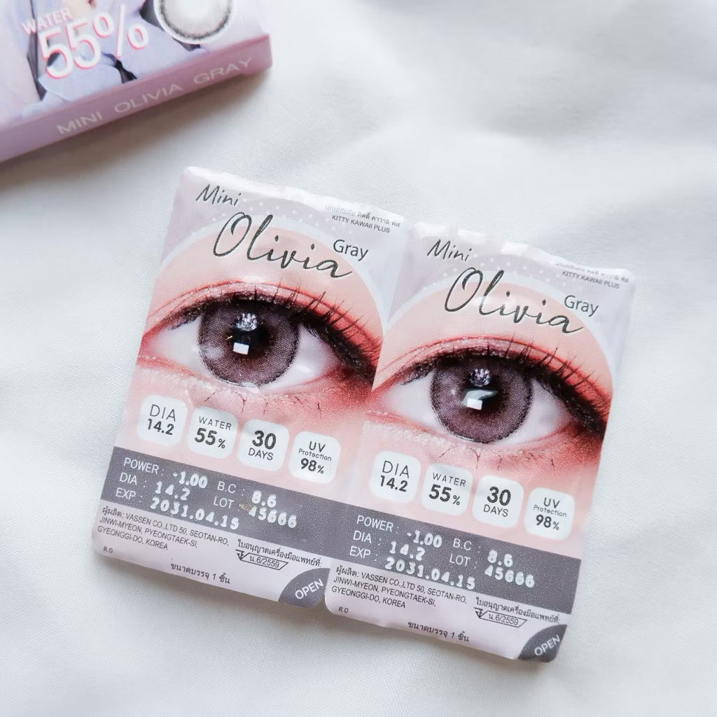 Kitty Kawaii Contact Lens : Mini Olivia (Gray) 1 คู่- คอนแทคเลนส์รายเดือน ค่าสายตาปกติ 0.00