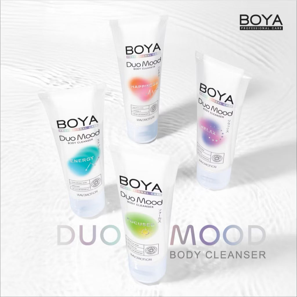 Boya Duo Mood Body บอดี้คลีนเซอร์ เจลอาบน้ำมูสบูสฟิล พร้อมบำรุงในตัว แบบ2 in 1 (สูตรปลุกพลัง/สูตรผ่อนคลาย)