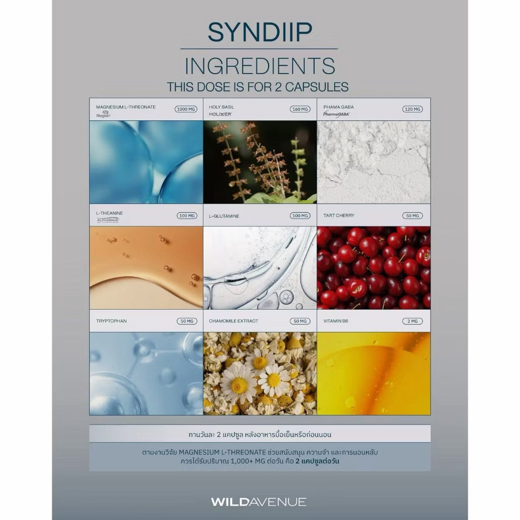 (Pre-order) Wild Avenue SYNDIIP วิตามินเพื่อส่งเสริมคุณภาพการนอนหลับ Smart Sleep starts with SYNDIIP 60 เม็ด