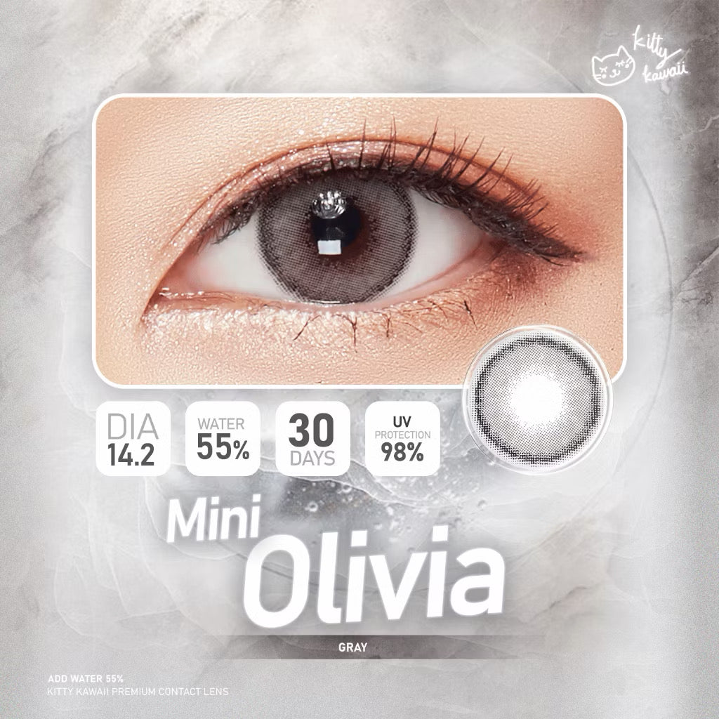 Kitty Kawaii Contact Lens : Mini Olivia (Gray) 1 คู่- คอนแทคเลนส์รายเดือน ค่าสายตาปกติ 0.00