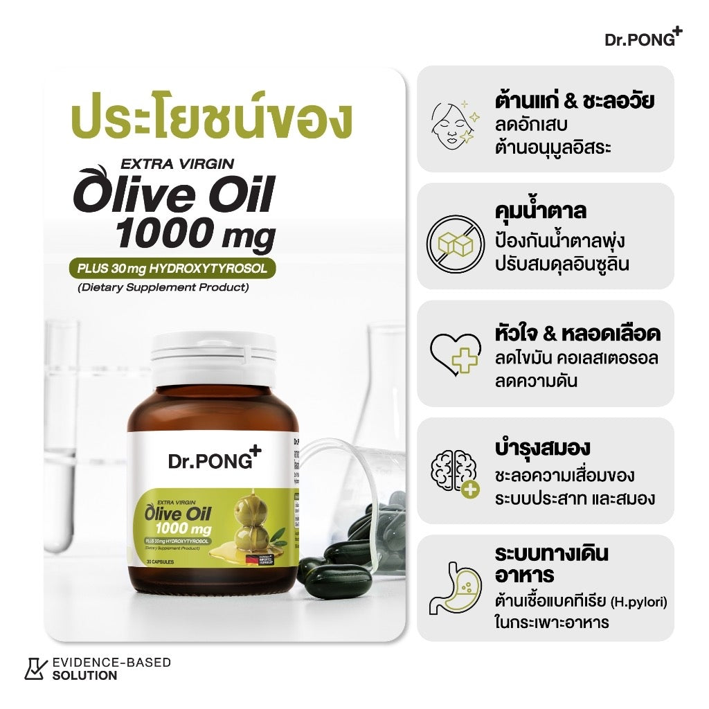 *New Dr.PONG Extra Virgin Olive Oil 1,000mg น้ำมันมะกอกผิวโกลว์ใส ต้านแก่ คุมหุ่นลีน 30 เม็ด