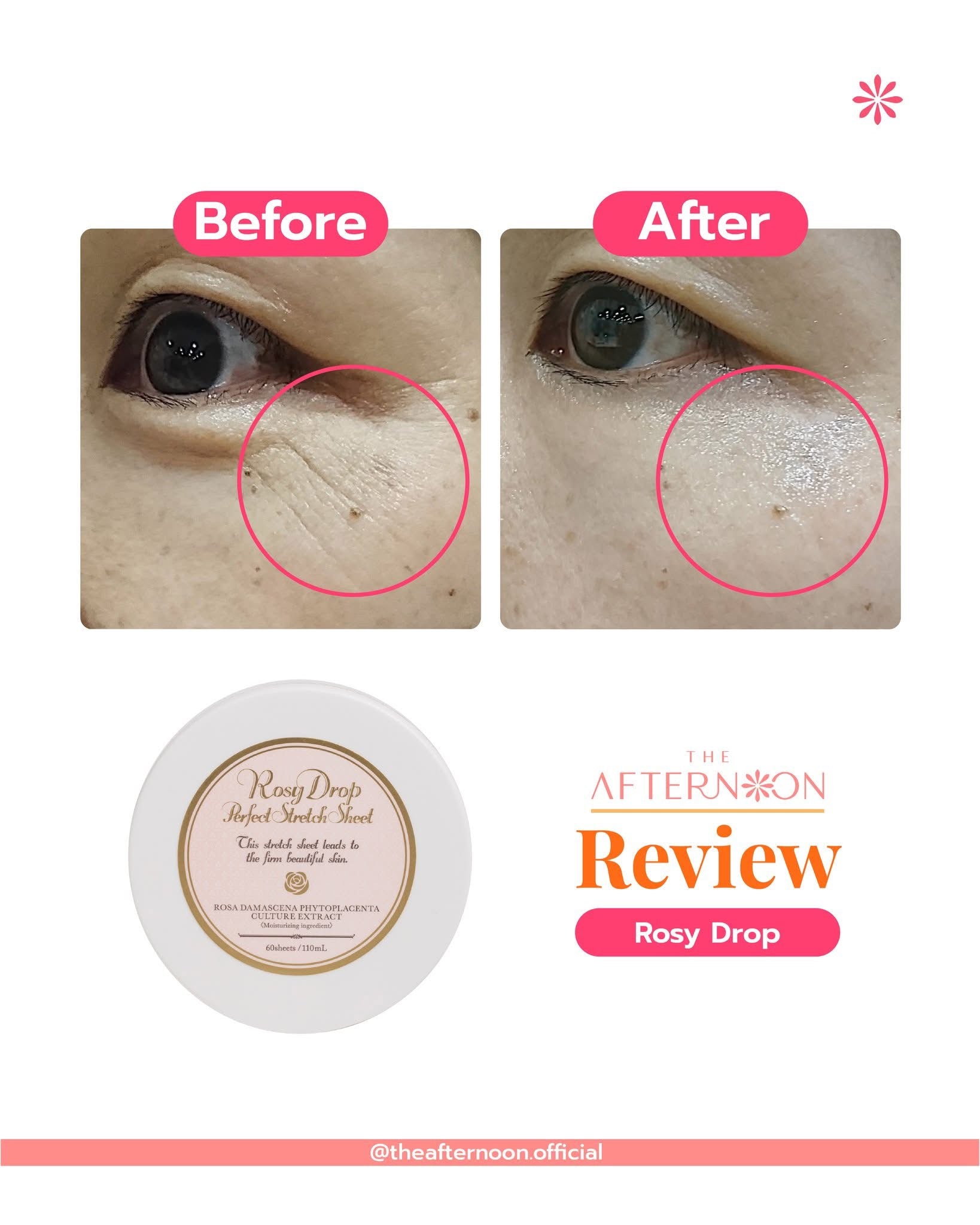 ⛔️ (Pre-order) The Afternoon Rosy Drop Perfect Stretch Sheet ชีทมาส์กฟิลเลอร์ 60 แผ่น
