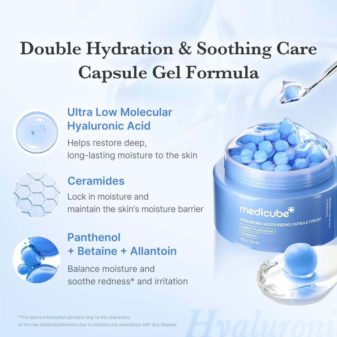 MEDICUBE Hyaluronic Moisturizing Capsule Cream ครีมแคปซูลผสมเจล เติมความชุ่มชื้นล้ำลึก 55g.