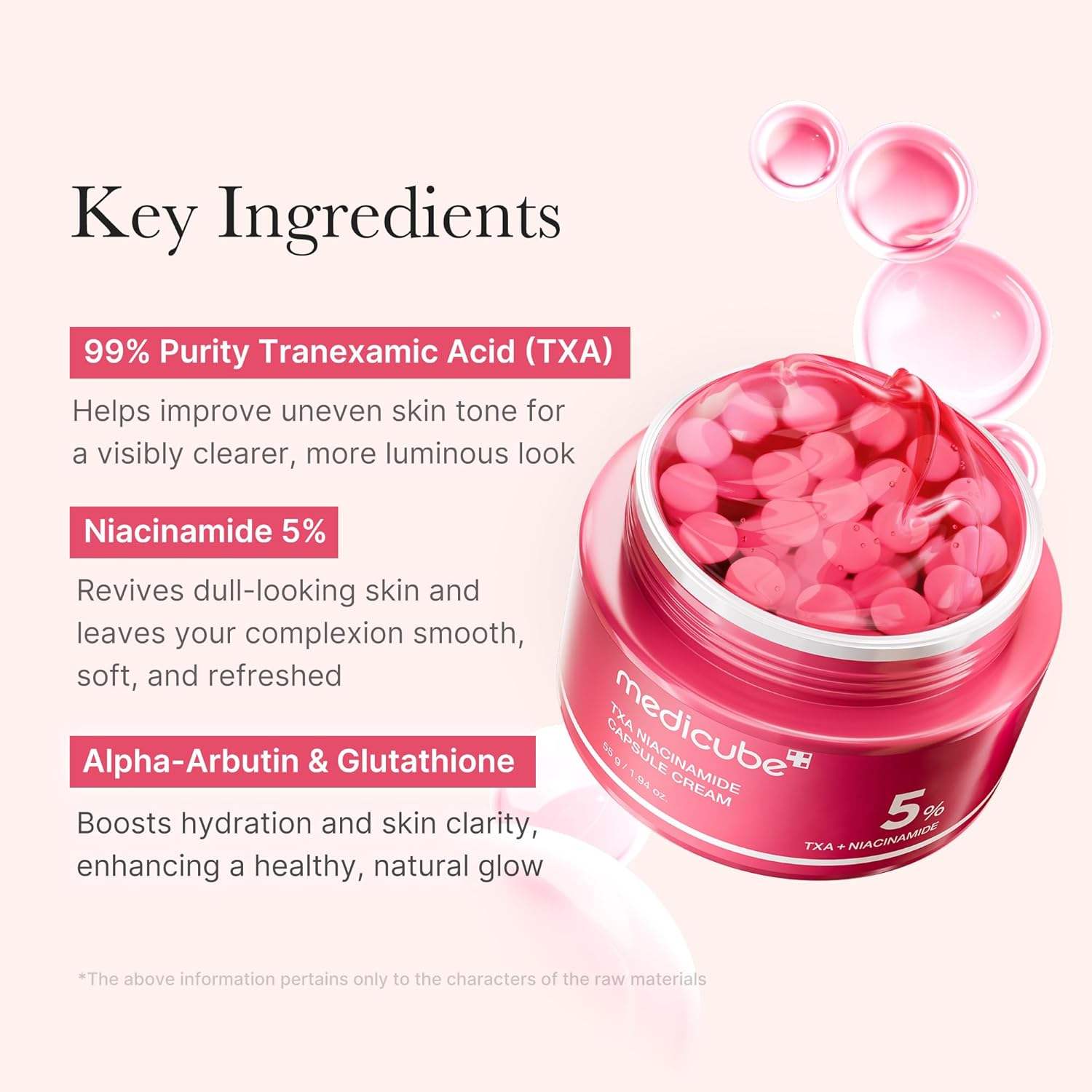 MEDICUBE TXA Niacinamide Capsule Cream ครีมแคปซูลผสมเจล ดูโกลว์ ฉ่ำใสแบบ glass skin 55g.
