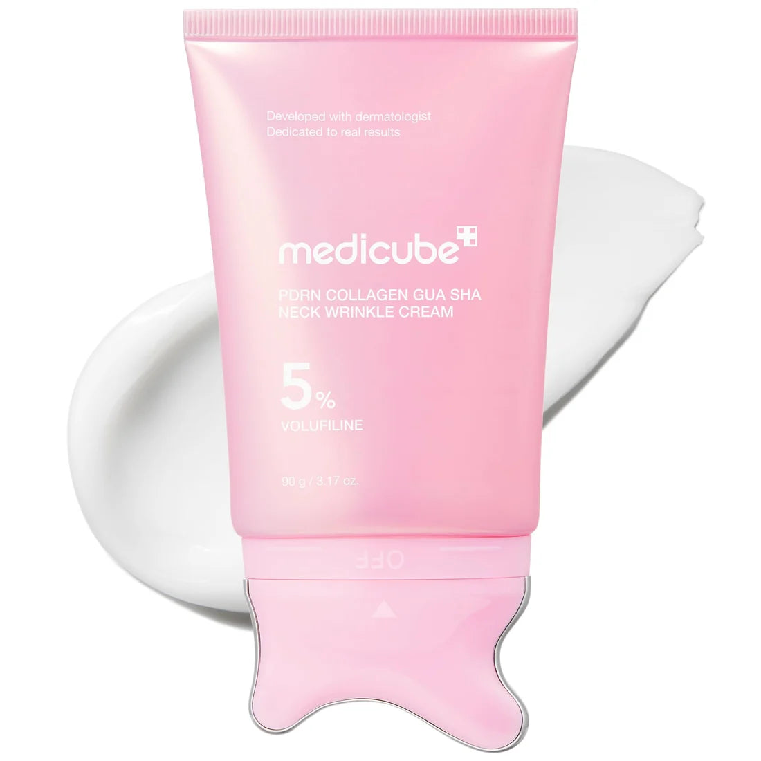 🇰🇷 Medicube PDRN Collagen Gua Sha Neck Wrinkle Cream ครีมบำรุงคอและกรอบหน้า พร้อมหัวกัวซา 90g