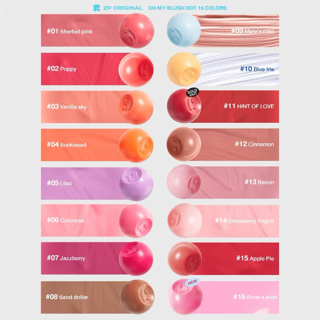 ⛔️ (Pre-Order)OH MY BLUSH DOT #บลัชหัวโต #ohmyblushdot (16 Colors) 3g.