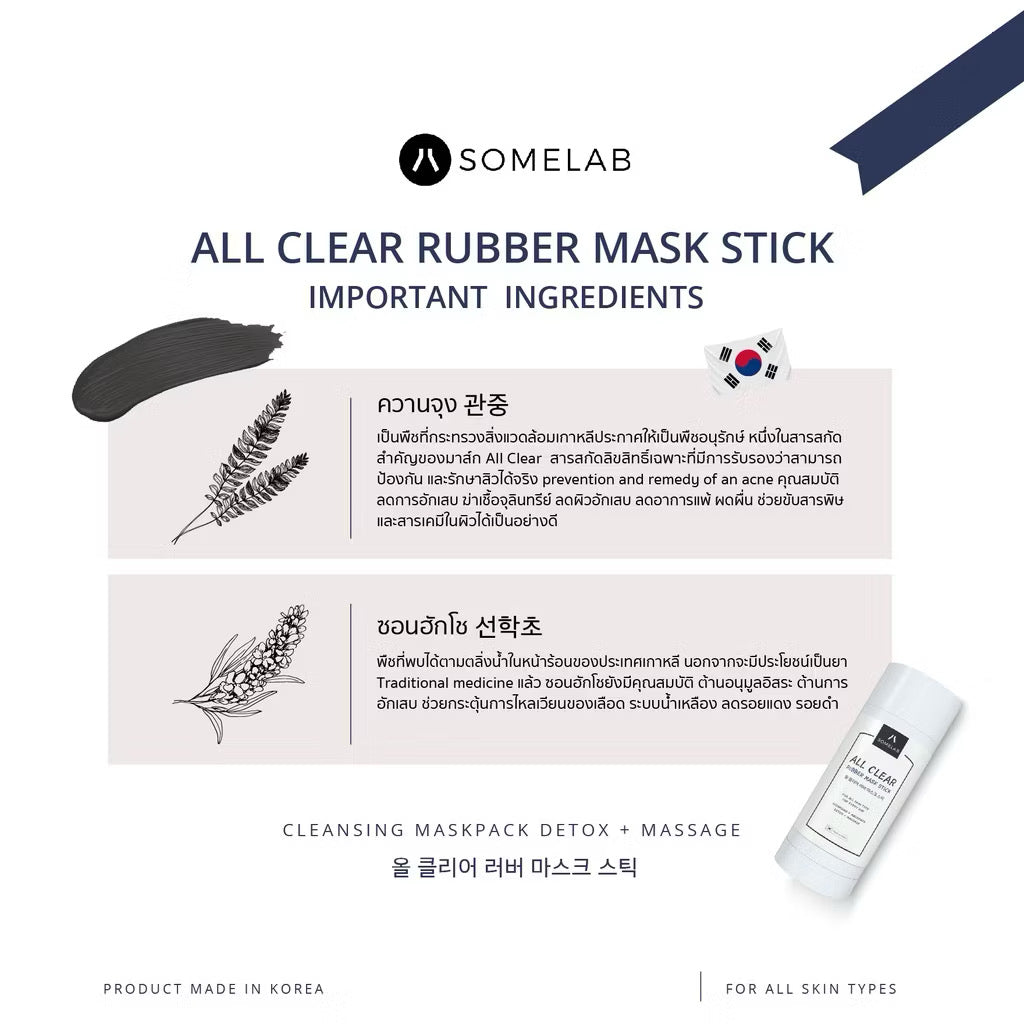 All Clear Rubber Mask Stick+ (มาส์กยางลบ+) (เคลียร์สิวเสี้ยน สิวอุดตัน)
