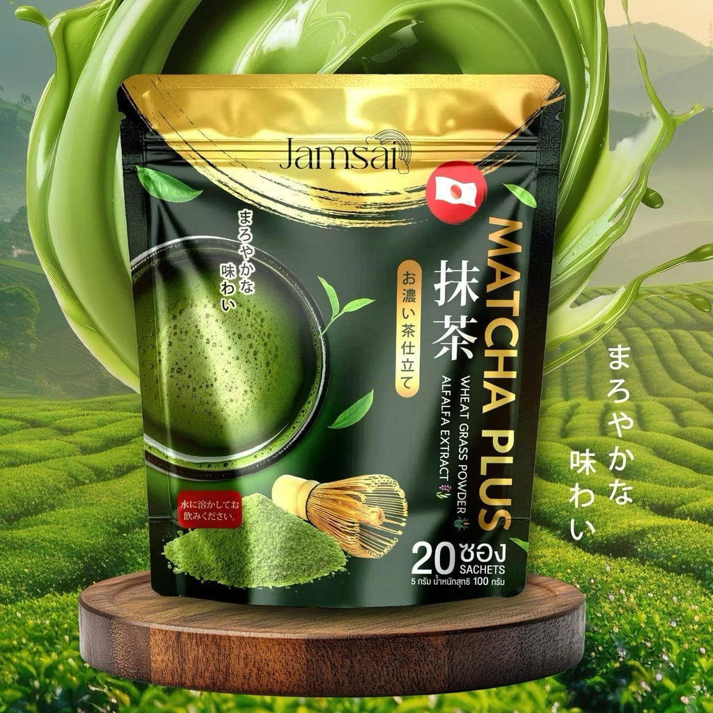 ชาเขียว มัทฉะแจ่มใส JAMSAI MATCHA Pluse GREEN TEA มัทฉะ 1 ห่อ 20ซอง