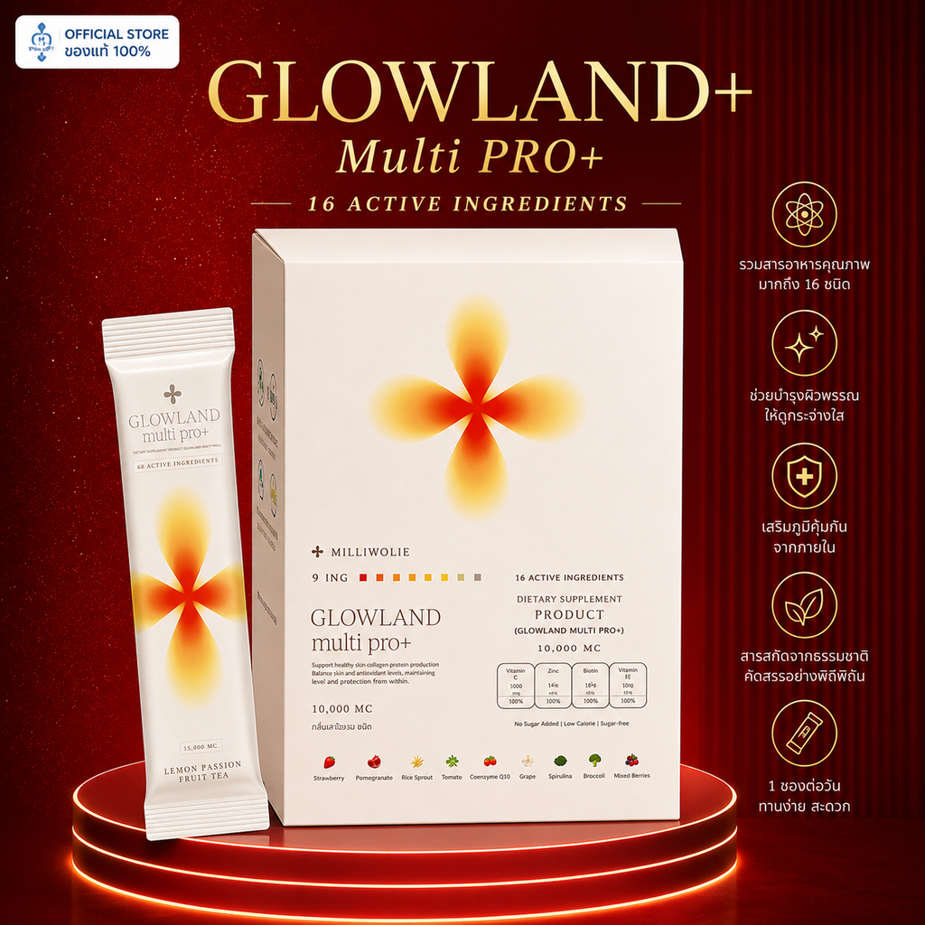 ⛔️(Pre-order) Glowland BFF Multi PRO+ สูตรใหม่ วิตามินบำรุงผิว วิตามินกันแดด ฝ้า Glosscera millimolie โกลว์แลน 45 ซอง