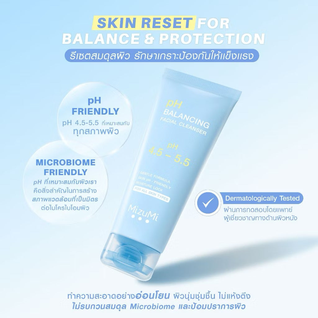 MizuMi pH Balancing Facial Cleanser เจลล้างหน้า pH ผิวเฟรชเนื้อโฟมละเอียด ผิวนุ่มชุ่มชื้น ไม่แห้งตึง 100ml