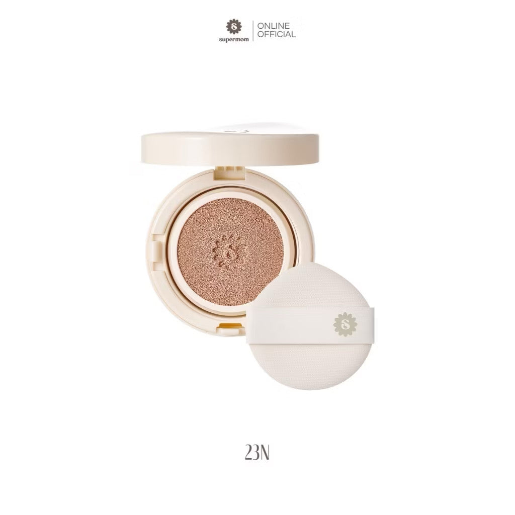 ⛔️(Pre-order)￼SUPERMOM l LUMI GLOW CUSHION คุชชั่นสูตรโกลว์ สำหรับคนผิวแห้ง ปกปิดระดับปานกลาง (15 กรัม) MADE IN KOREA