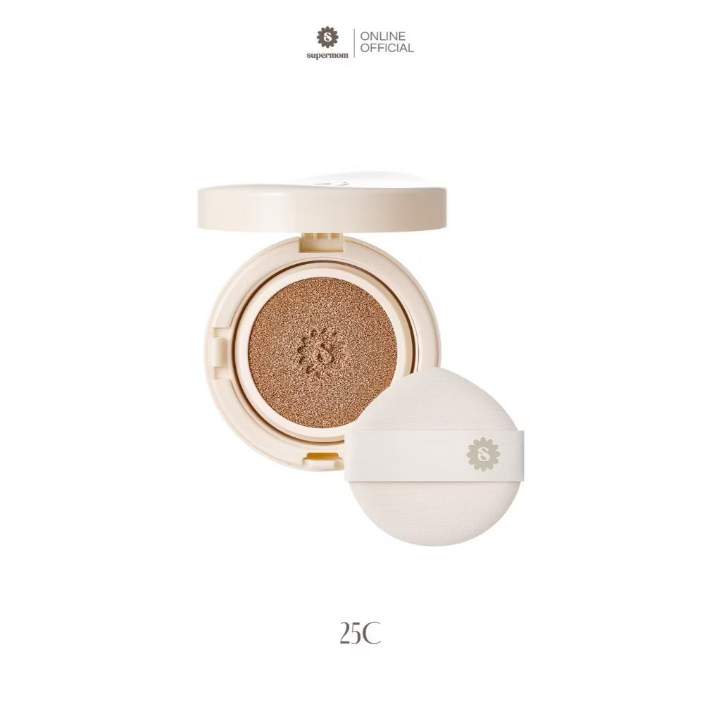 ⛔️(Pre-order)￼SUPERMOM l LUMI GLOW CUSHION คุชชั่นสูตรโกลว์ สำหรับคนผิวแห้ง ปกปิดระดับปานกลาง (15 กรัม) MADE IN KOREA