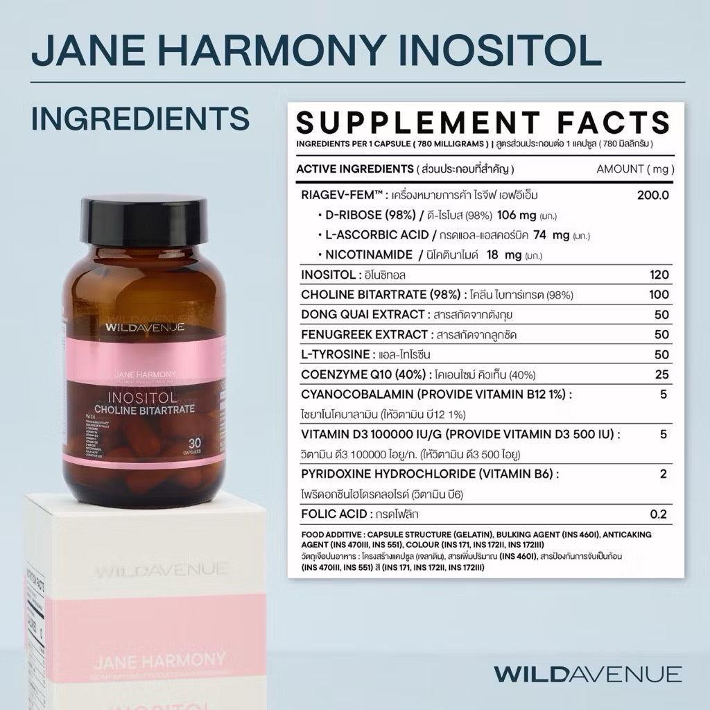 ⛔️(Pre-order) WILD AVENUE JANE HARMONY (ผลิตภัณฑ์เสริมอาหาร ดูแลสุขภาพผู้หญิง บำรุงรังไข่) 30 เม็ด