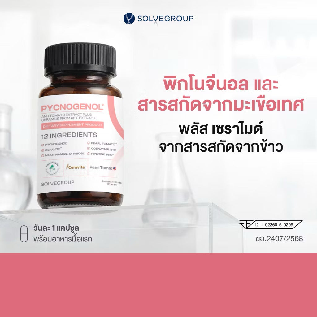 ⛔️(Pre-order)พิกโนจีนอล และสารสกัดจากมะเขือเทศ พลัส เซราไมด์ Pycnogenol And Tomato Extract Plus Ceramide