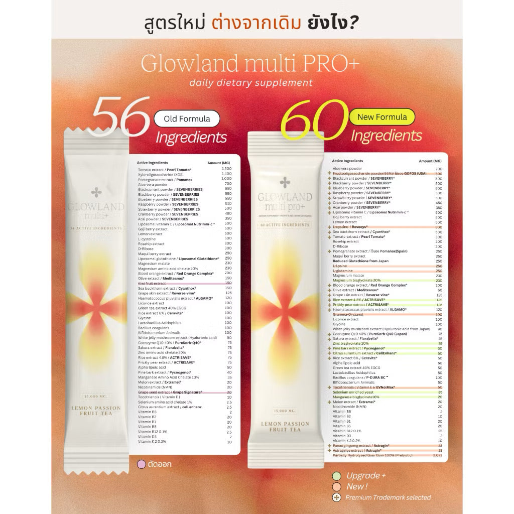 ⛔️(Pre-order) Glowland BFF Multi PRO+ สูตรใหม่ วิตามินบำรุงผิว วิตามินกันแดด ฝ้า Glosscera millimolie โกลว์แลน 45 ซอง