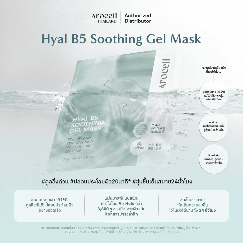 Arocell Hyal B5 Soothing Gel Mask 28g (1แผ่น)