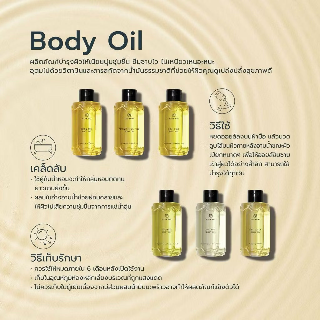 *New! * Journal Laong Nan Body Oil 180 ml. บอดี้ออย ออยล์บำรุงผิว เนื้อบางเบา ซึมไว กลิ่นของความสงบในฤดูหนาว ⛔️15/6
