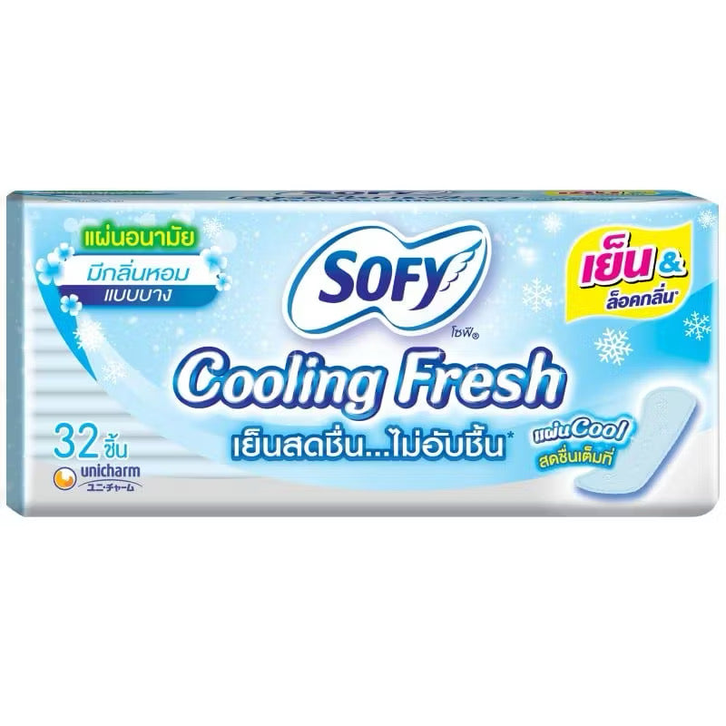 Sofy แผ่นอนามัย Cooling Fresh โซฟี แผ่นอนามัย เย็นสดชื่น ไม่อับชื้น |32ชิ้น