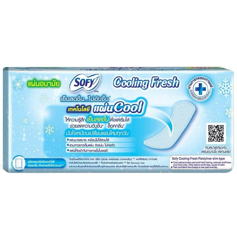 Sofy แผ่นอนามัย Cooling Fresh โซฟี แผ่นอนามัย เย็นสดชื่น ไม่อับชื้น |32ชิ้น